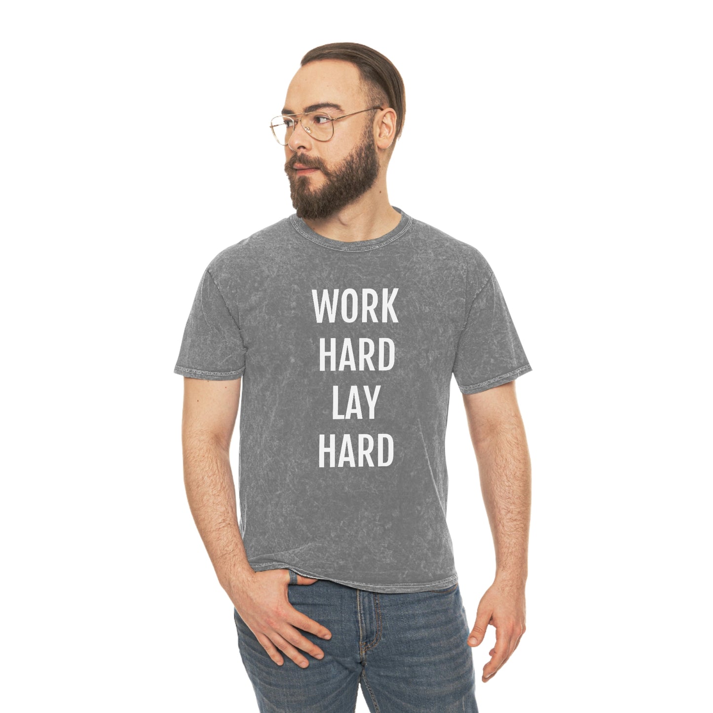 Work Hard, Lay Hard Unisex Mineral Wash T-Shirt